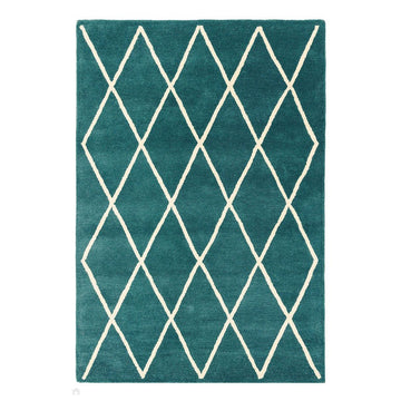 Albany Diamond Modern Geometric Hand-Woven Wool Teal/Cream Rug-Asiatic Carpets-Rug Love - The Most Loved Rug Store
